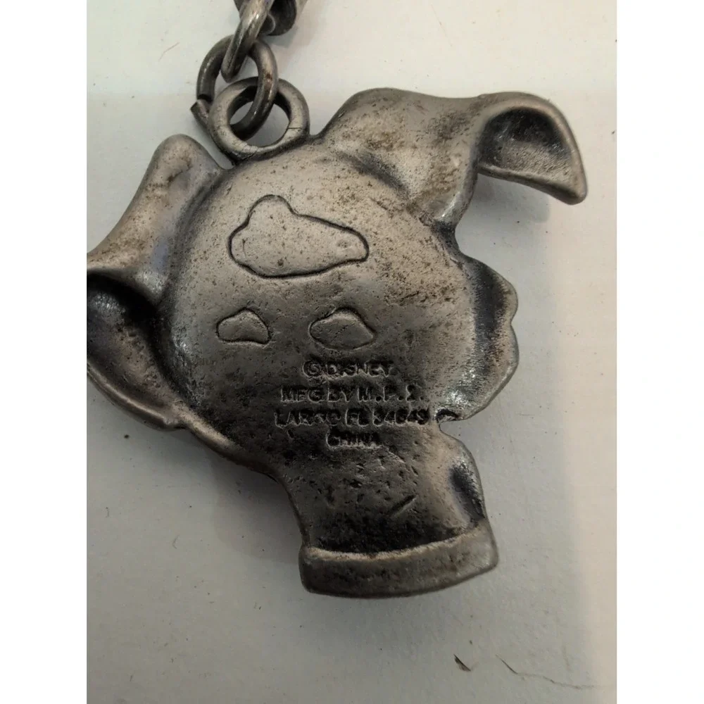 Disney 101 Dalmatians Puppy Metal Key Chain Ring Brushed Bronzetone Fast Ship